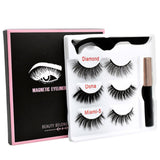 Eyelash Set (3 Pairs Of Magnetic Eyelashes + Eyeliner + Tweezers)